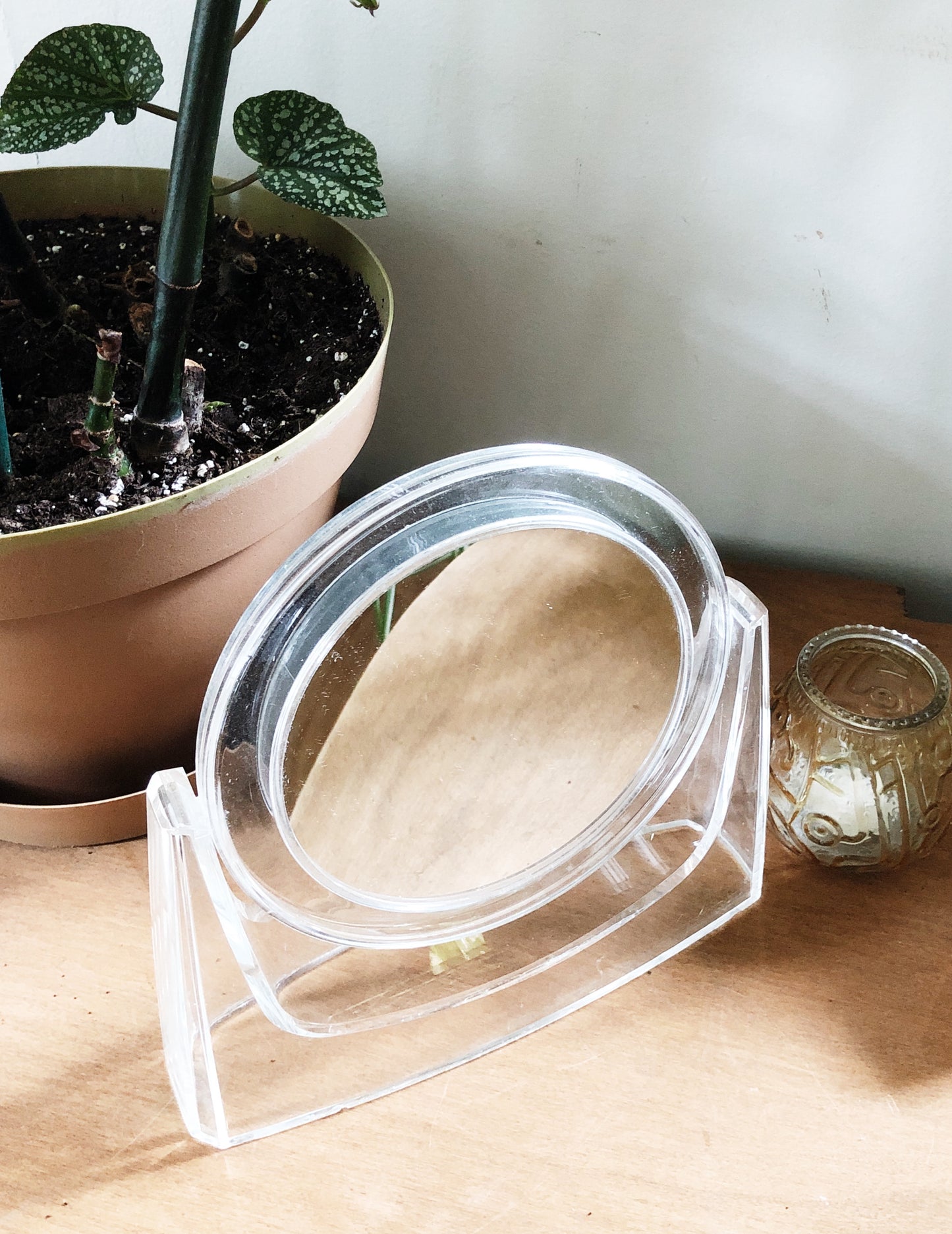 Vintage Lucite Magnifying Dressing Mirror