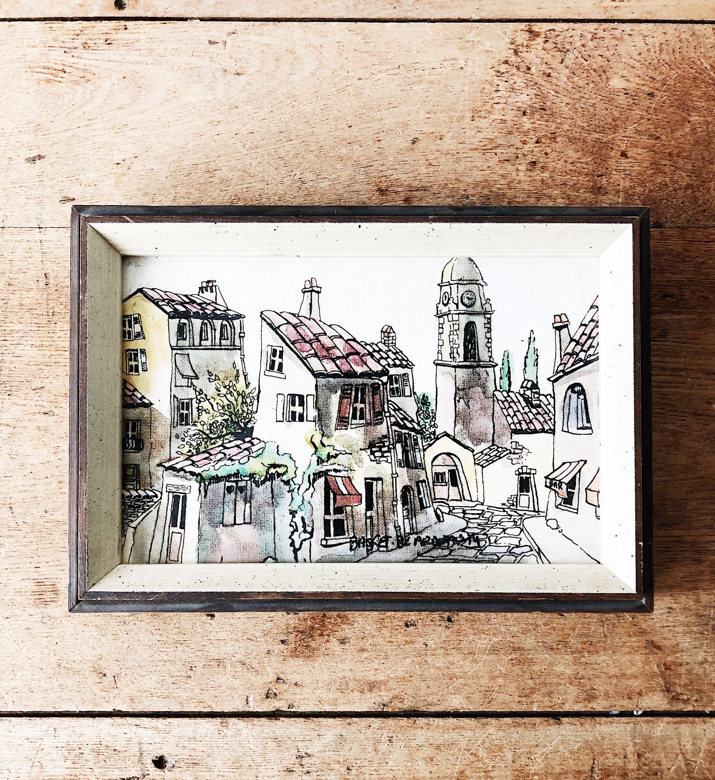 Vintage Pressed Watercolor Litho