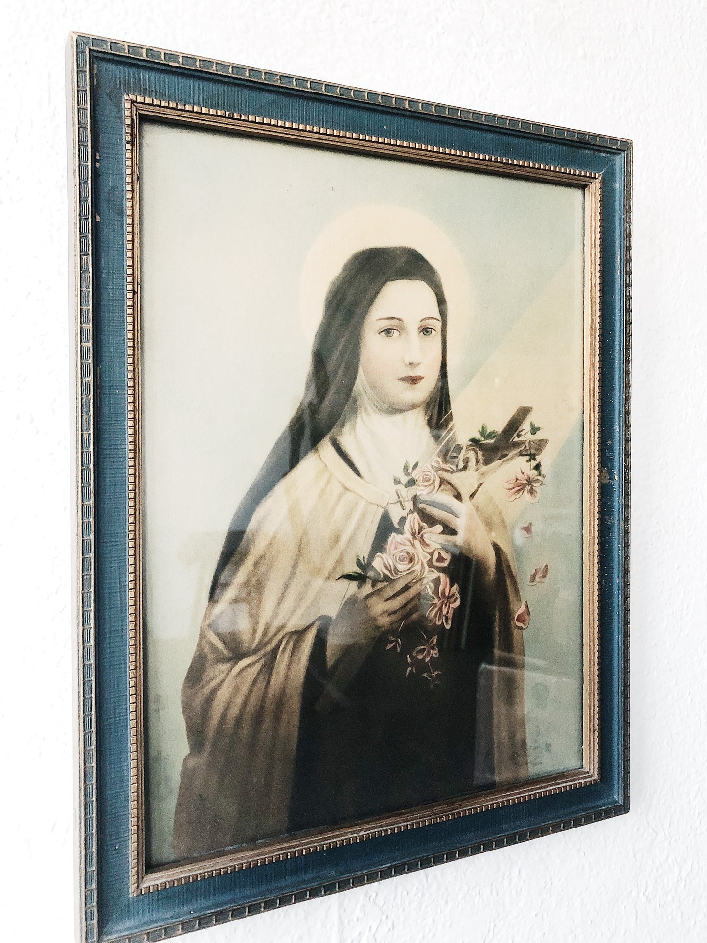 Hand Colored Antique Madonna Litho