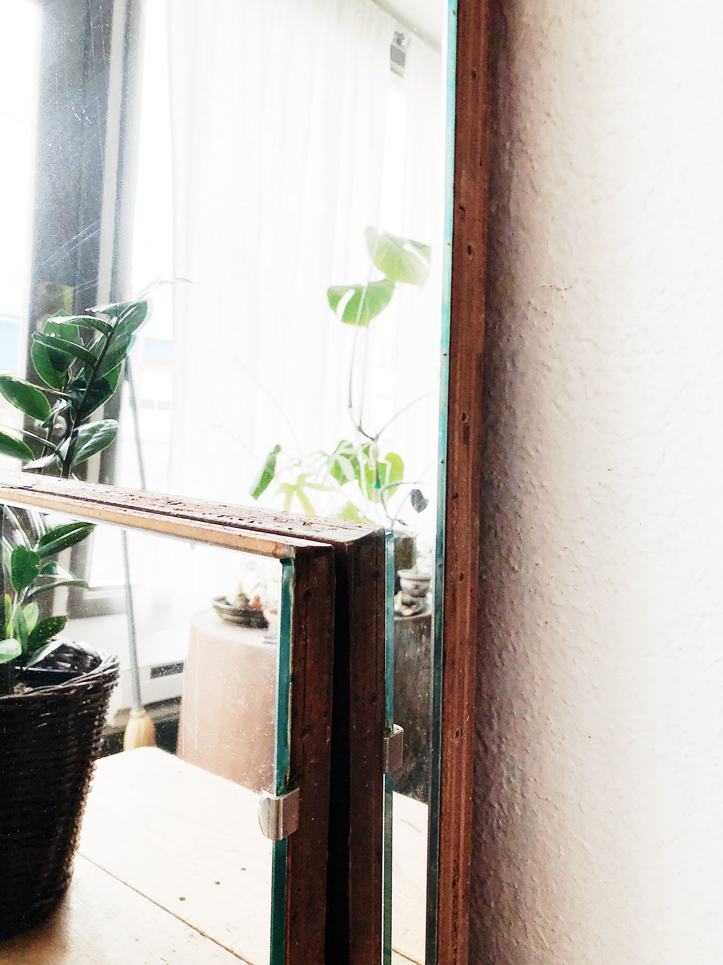 Vintage Industrial Plate Glass Mirror