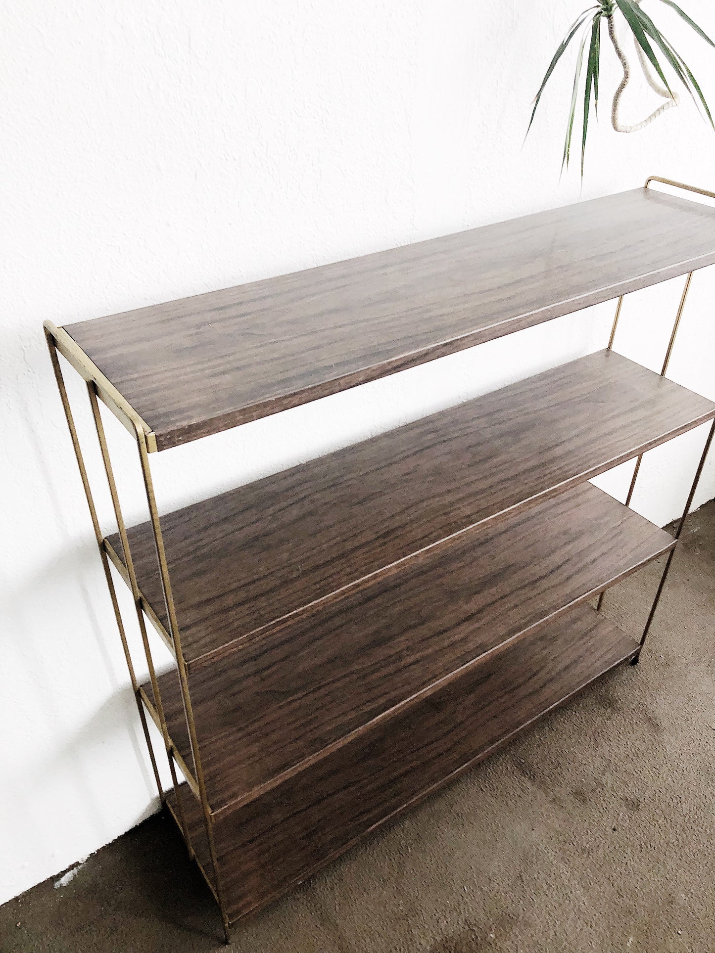 Mid Century Faux Bois Metal Shelf