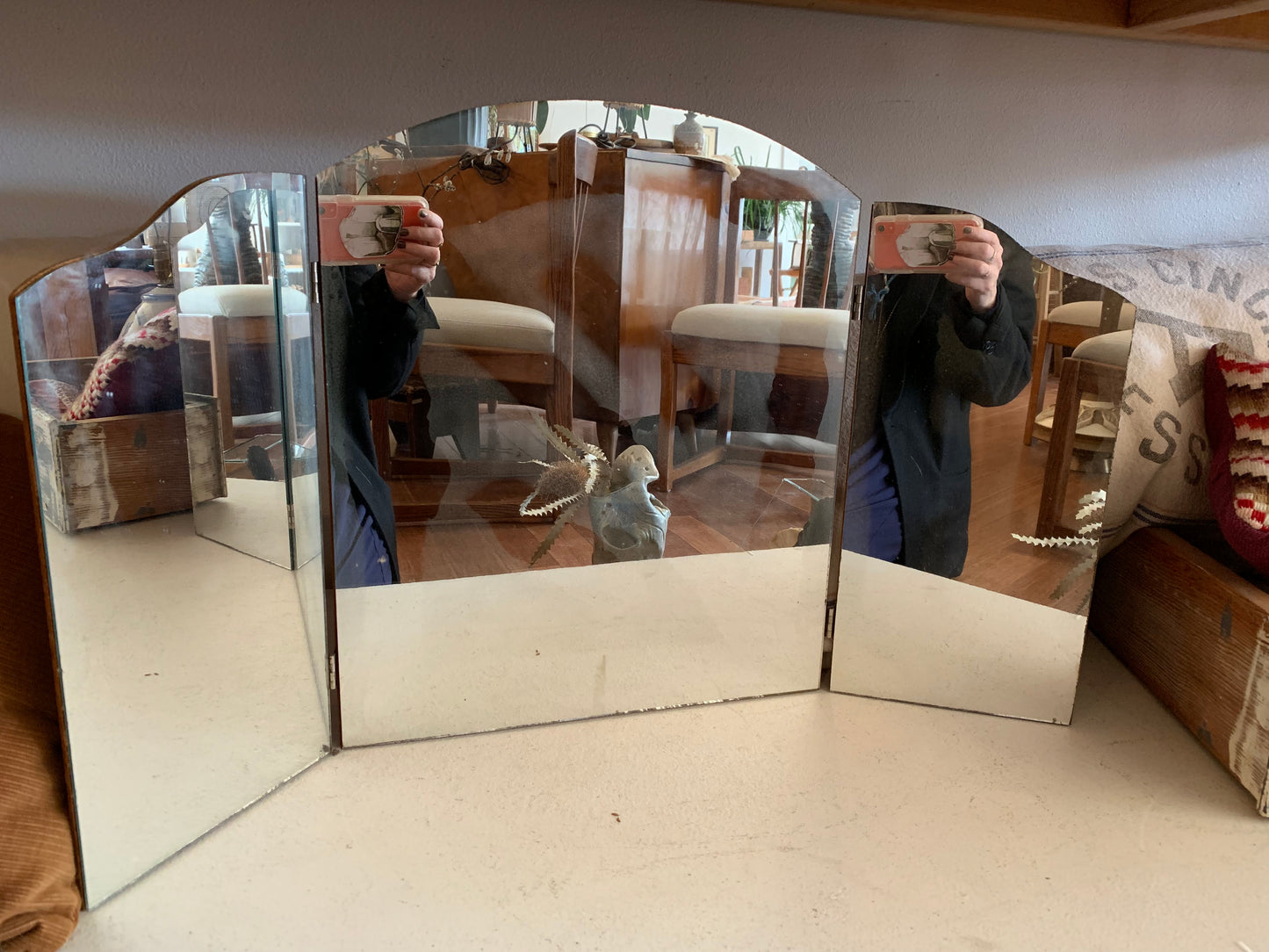 Vintage Tri Fold Mirror
