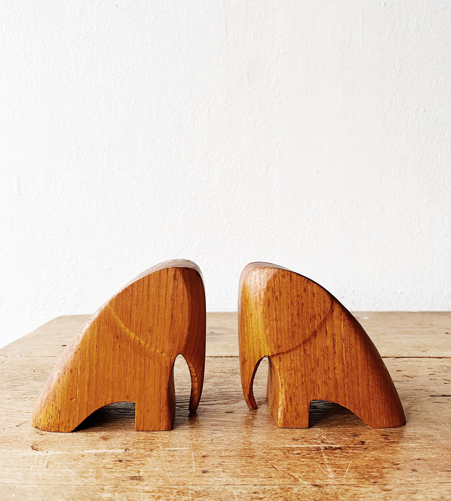 Solid Wood Elephant Bookends