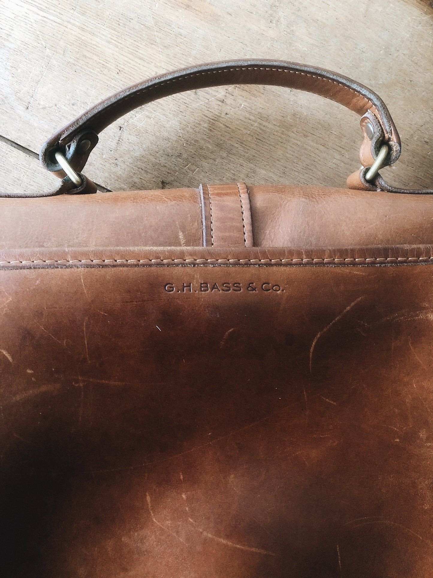 Vintage Bass Leather Cross Body Satchel