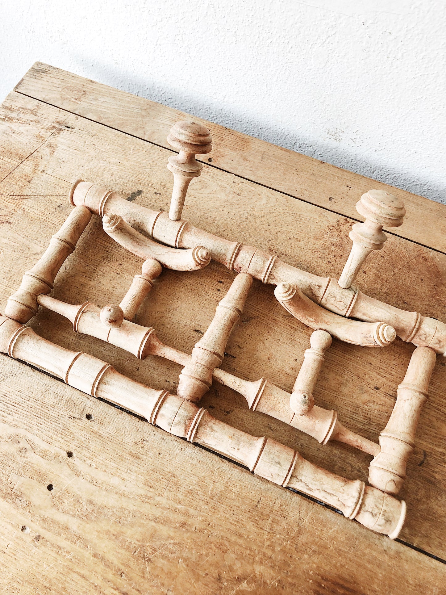 Vintage Carved Wood Coat Rack