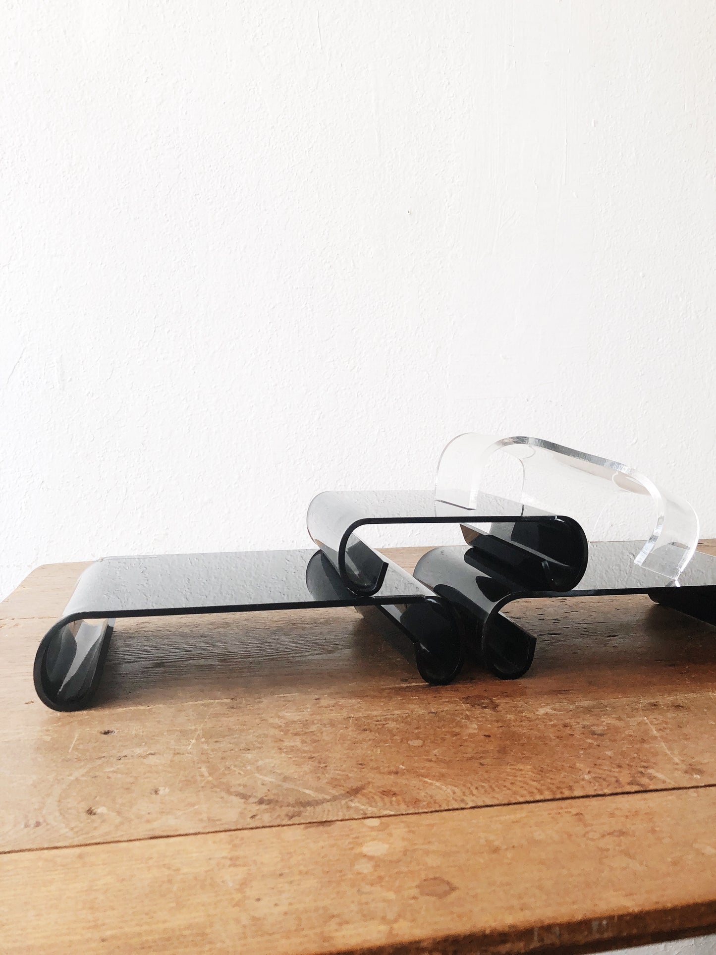 Vintage Black Lucite Stand Set