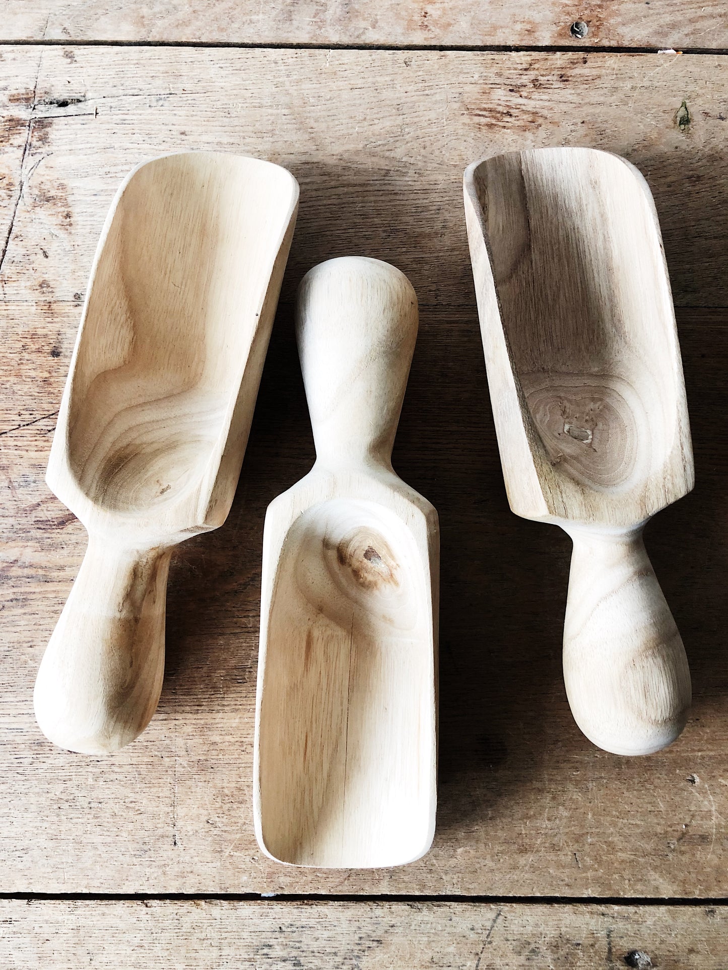 Handmade Set of Wood Scoops