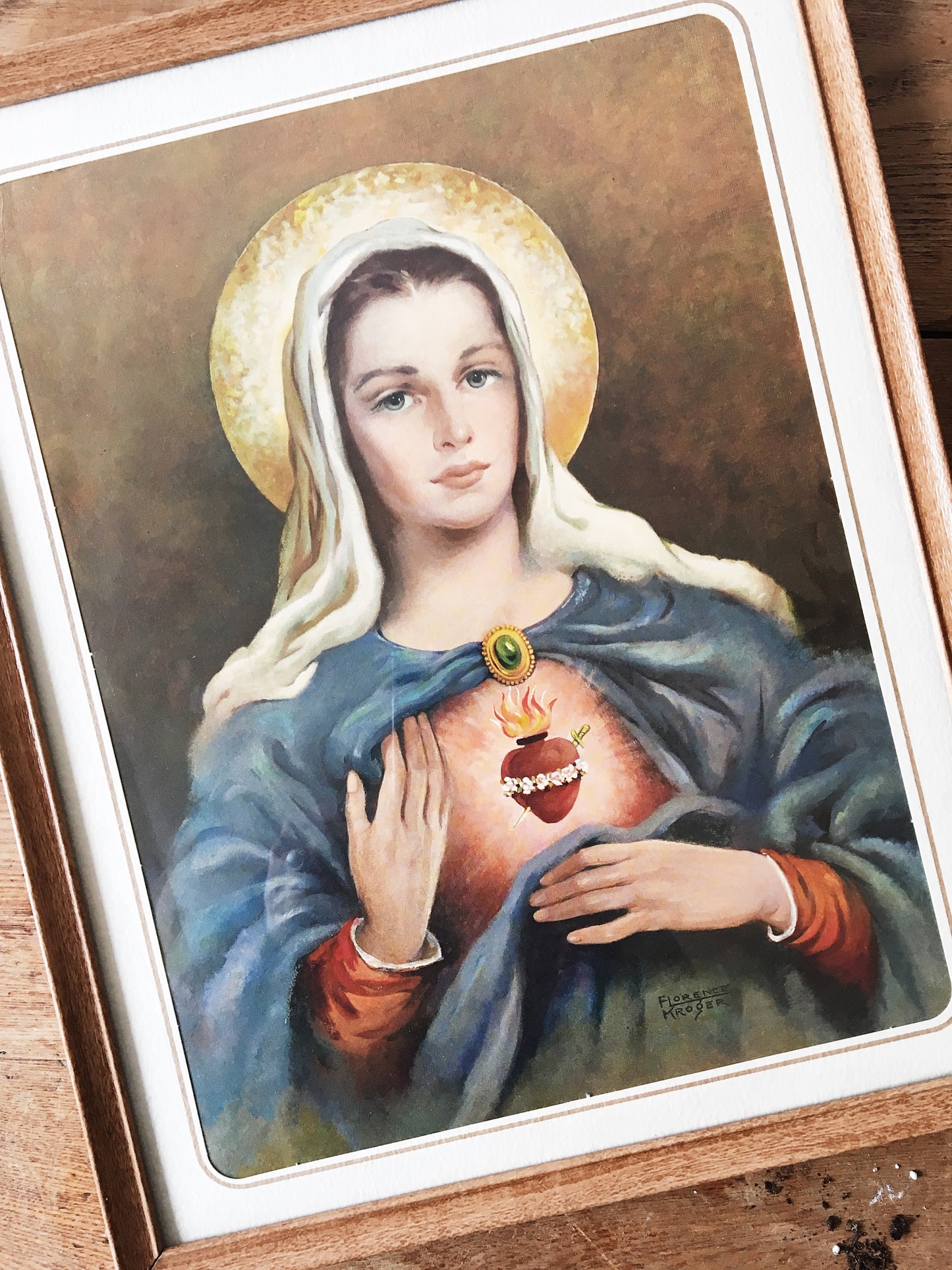 1950’s Framed Florence Kroger Sacred Heart