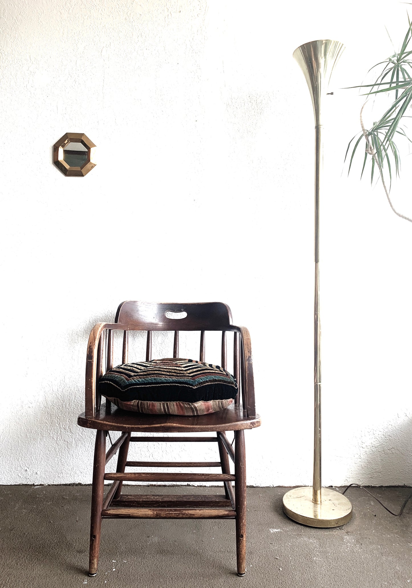 Vintage Brass Torchiere Floor Lamp
