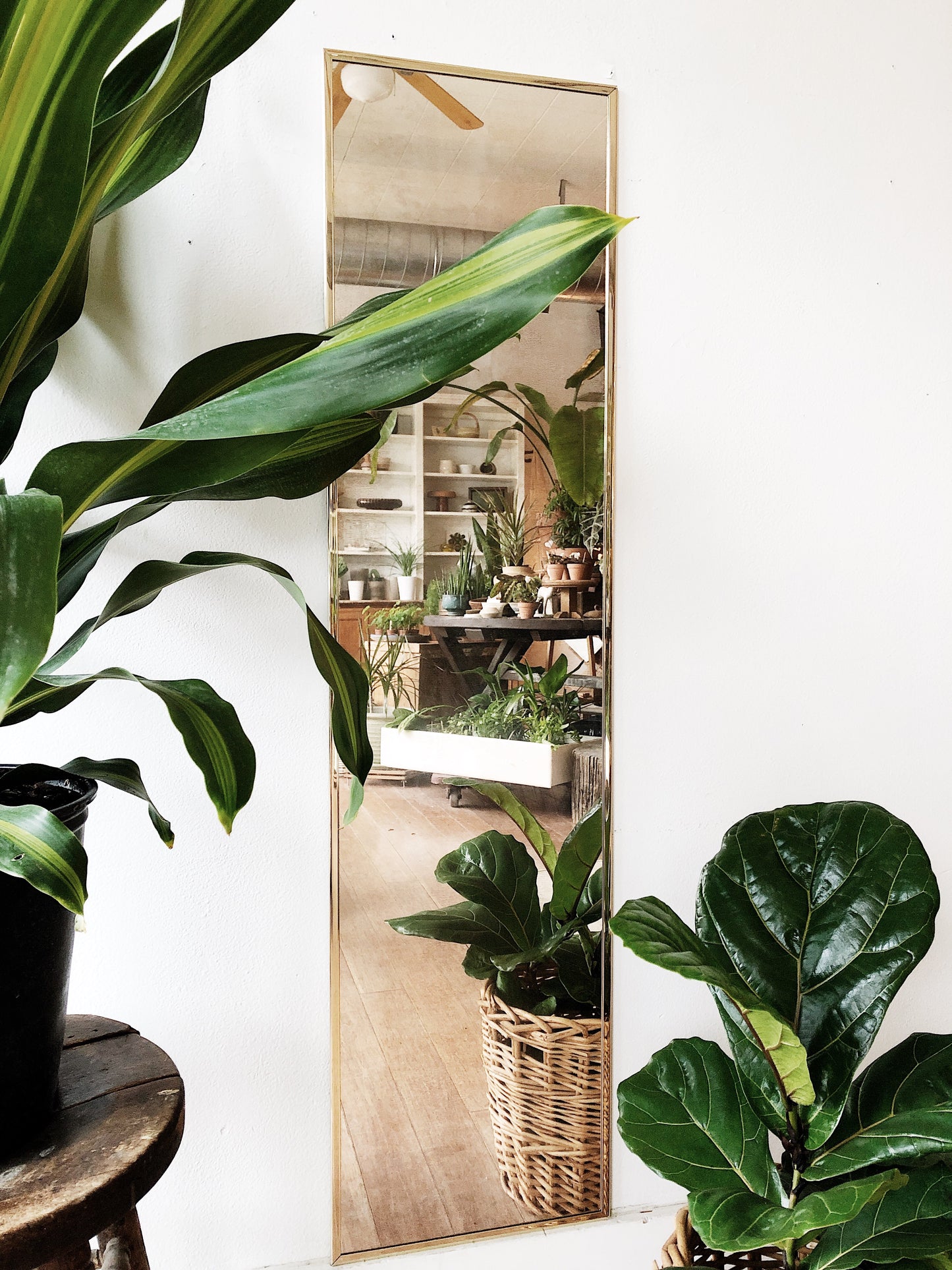 Vintage Full Length Brass Mirror