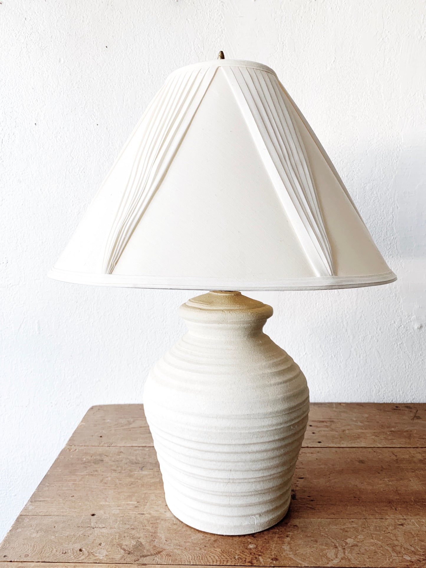 Vintage Ceramic Lamp with Pleated Shade