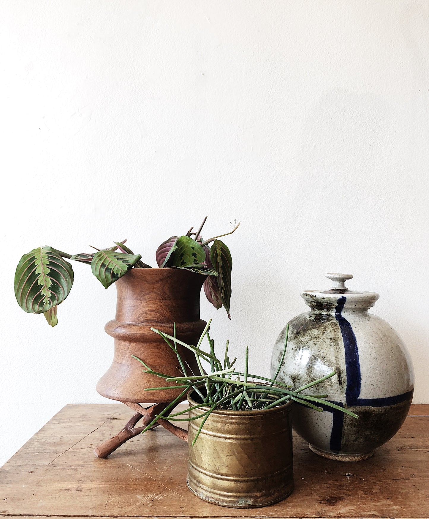 Turned Wood Planter and Stand