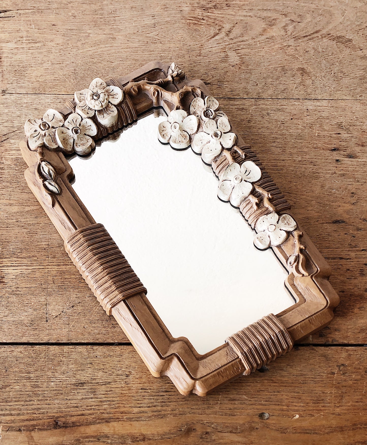 Vintage Resin Floral Mirror
