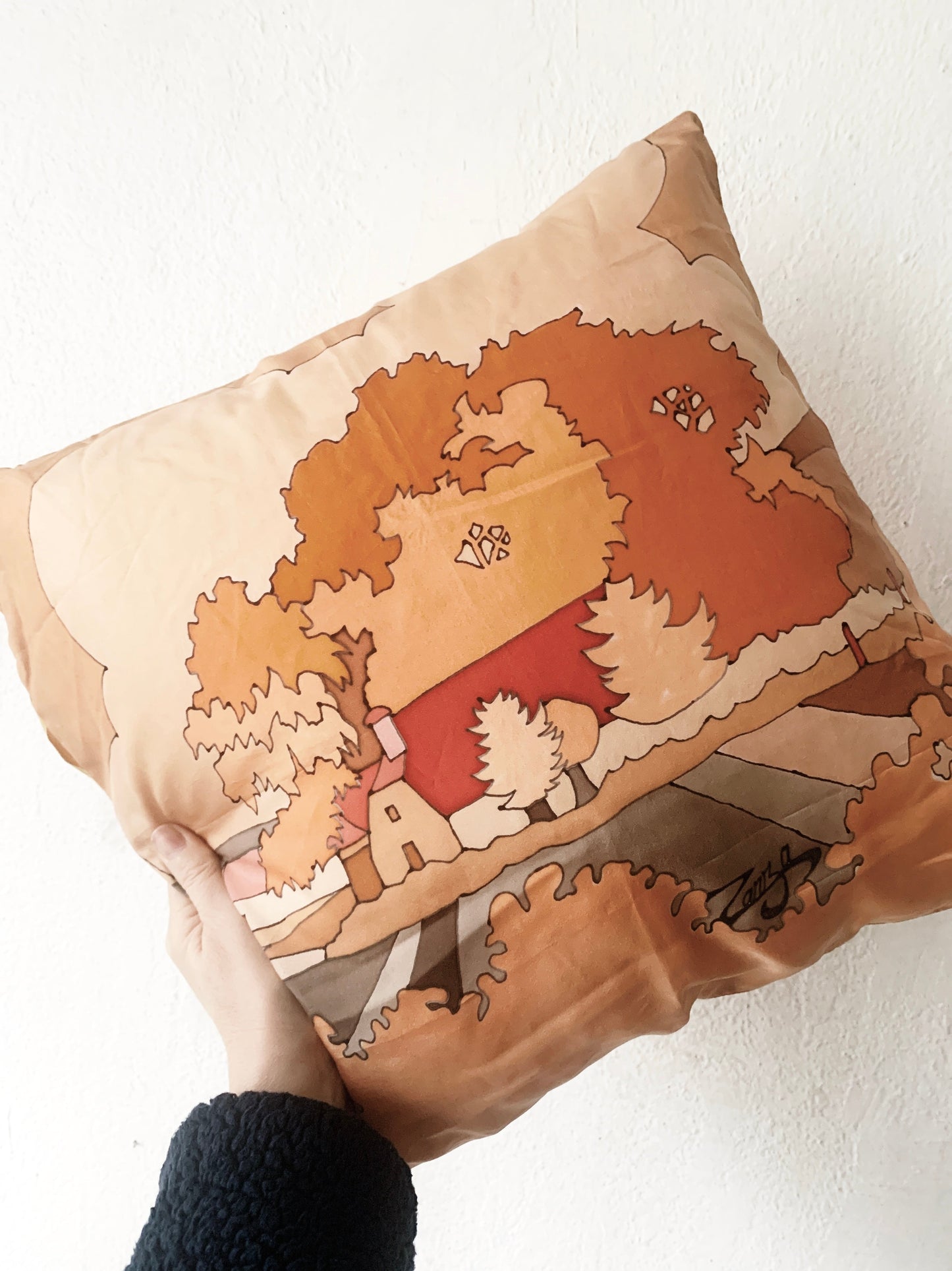 Vintage Silk Landscape Art / Pillow Cover