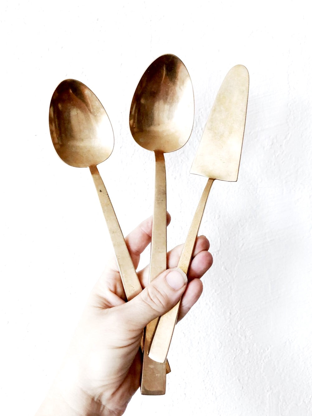 Mid Century Brass Servers