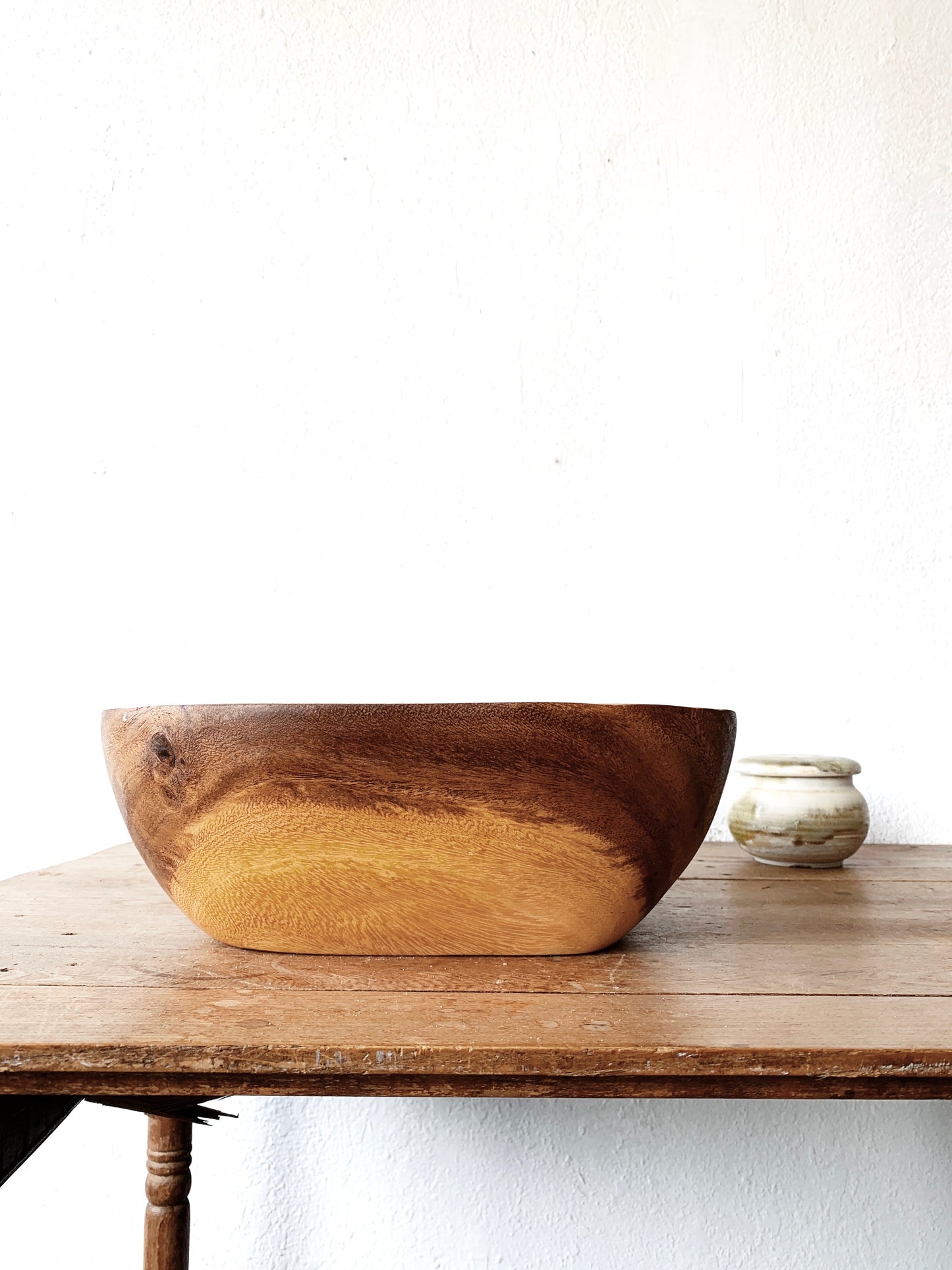 Vintage Square Wood Salad Bowl