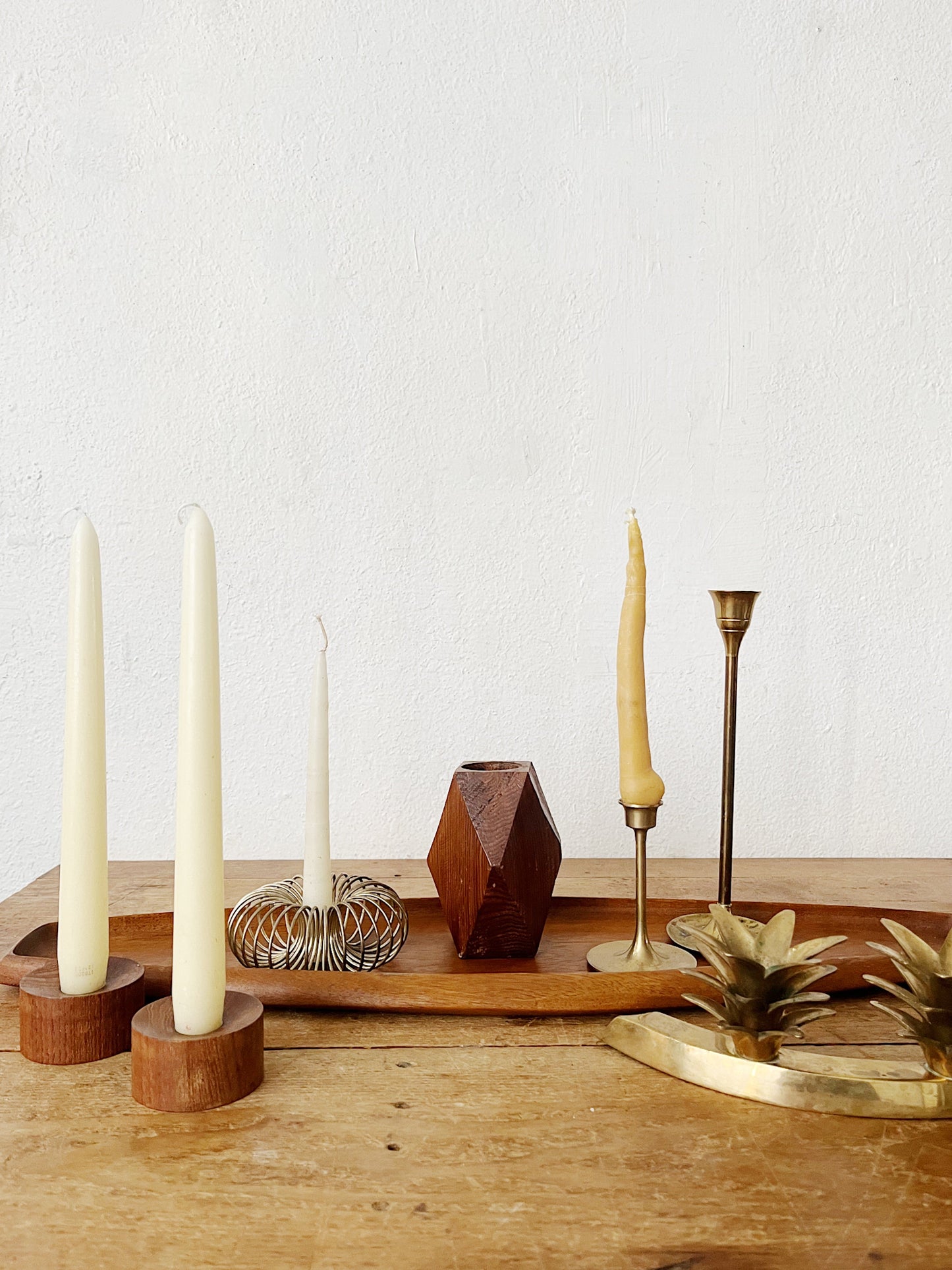 Vintage Teak Candle Holders