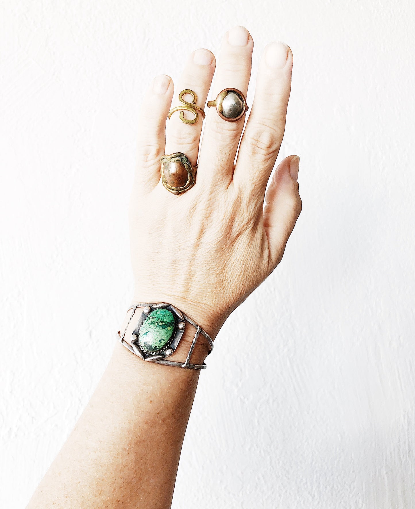 Hammered Brass S Ring