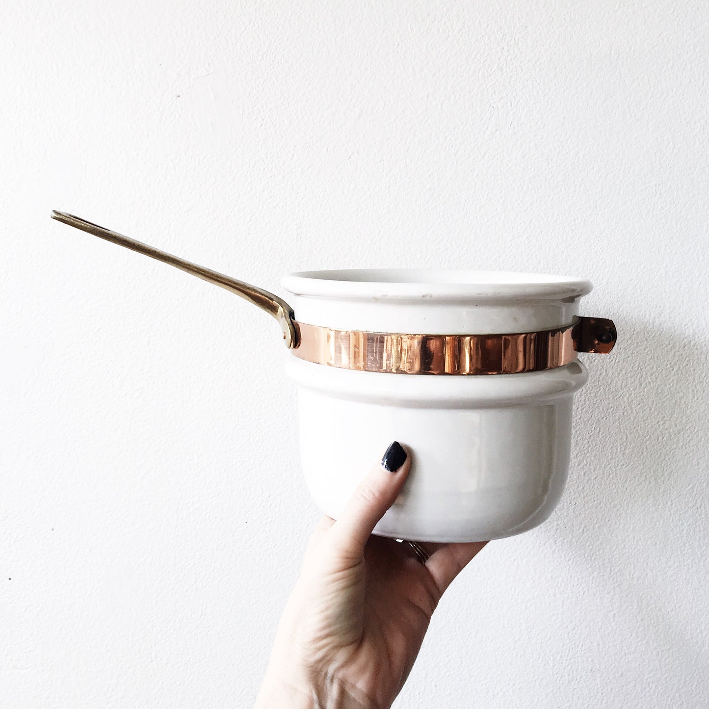 Vintage Ceramic and Copper Pot