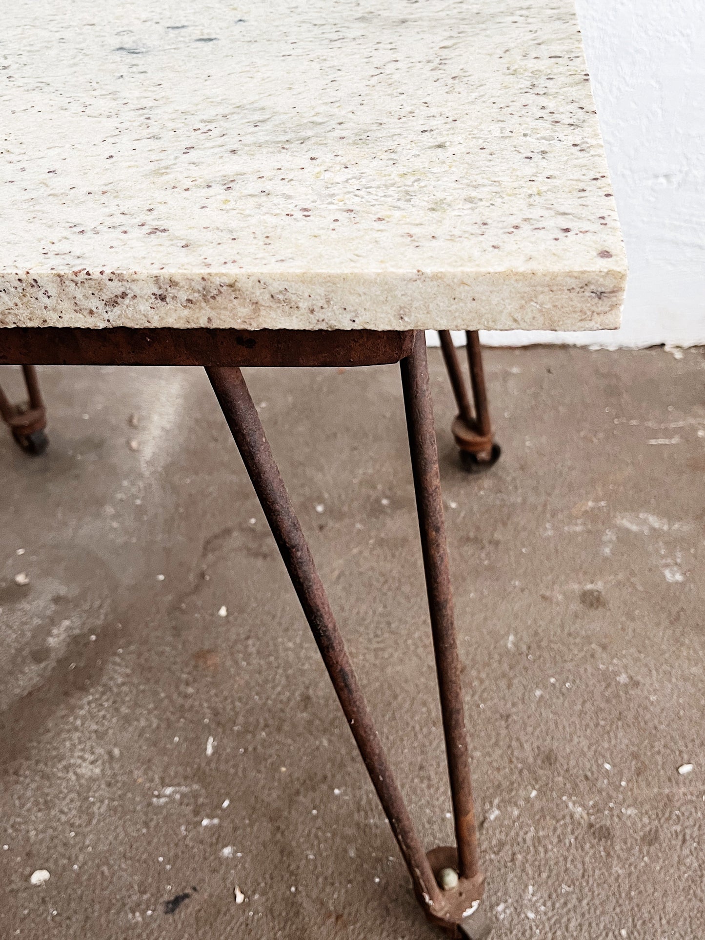 Vintage Iron Table with Granite Top