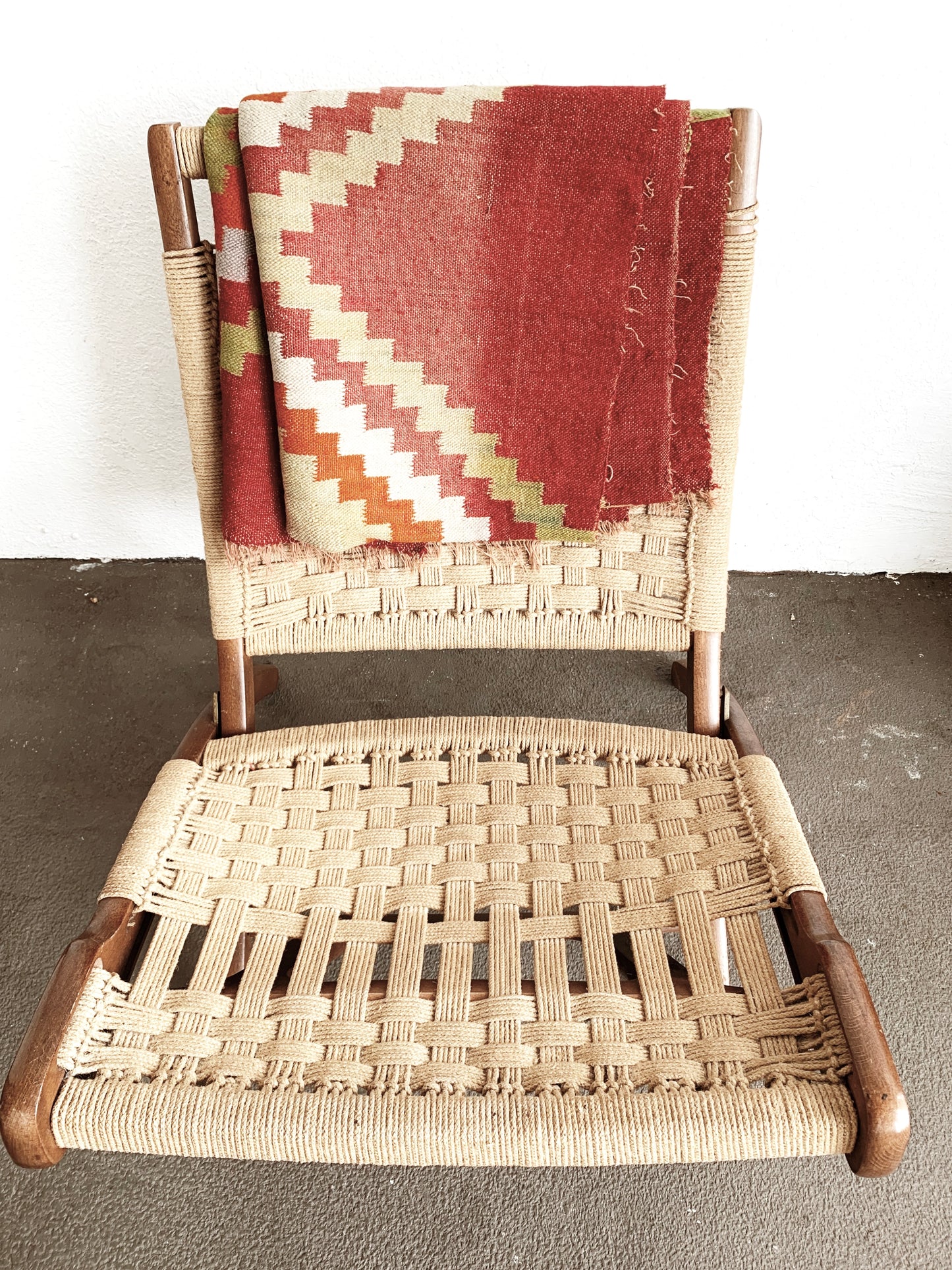 Vintage Hans Wegner Style Folding Rope Chair