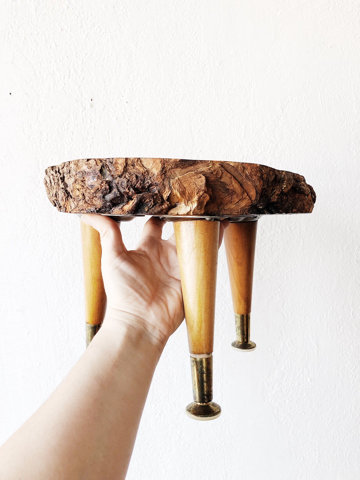 Vintage Live Edge Plant Stand