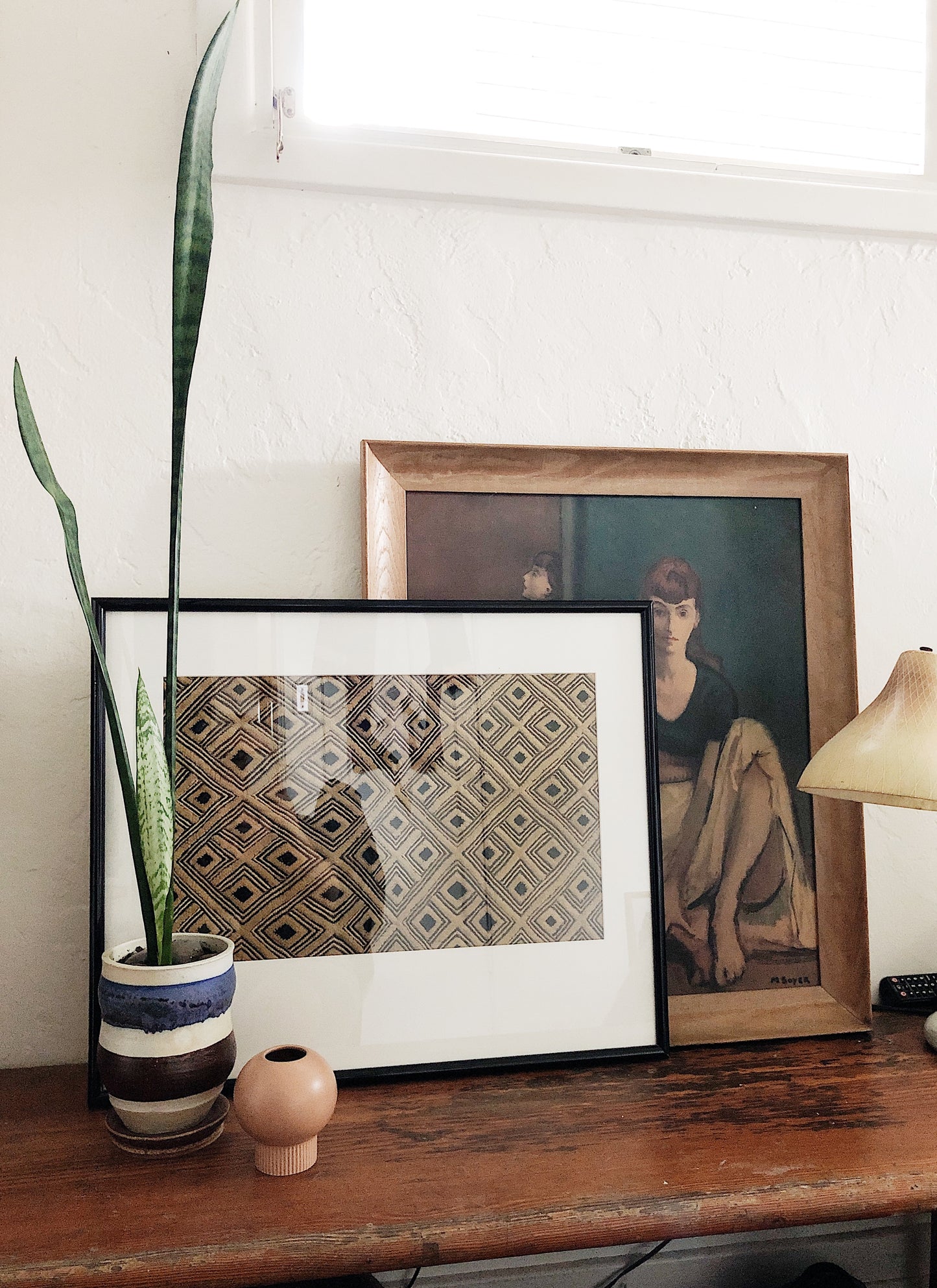 Vintage Framed Kuba Cloth Textile