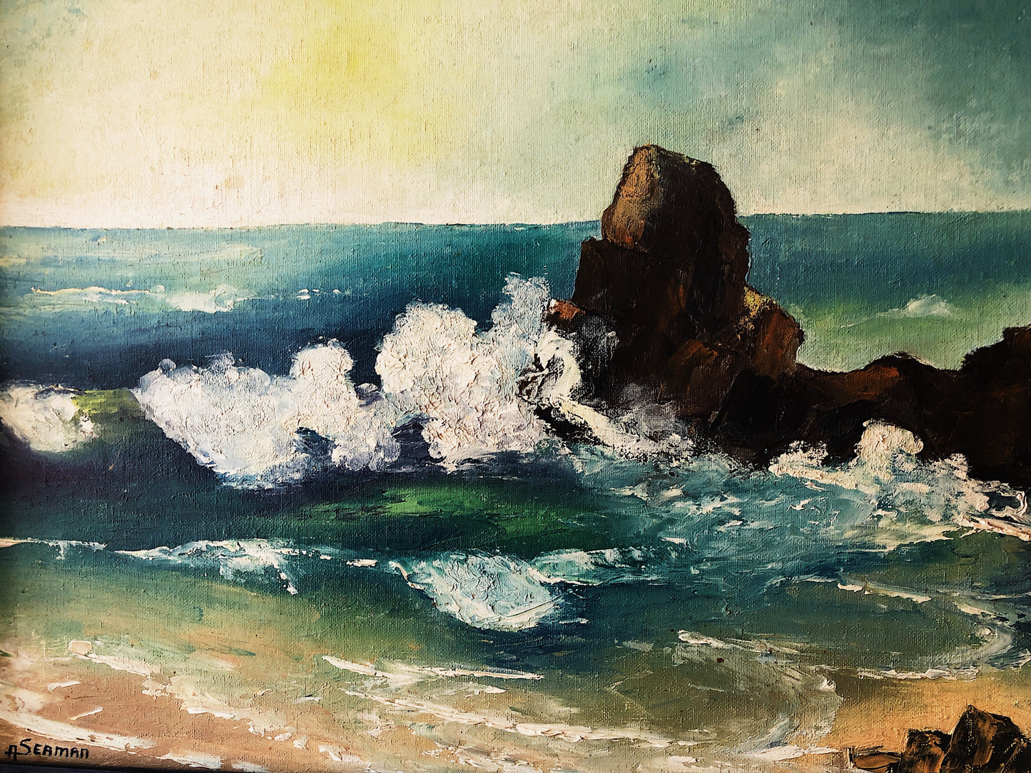 Vintage Seascape Oil Painting