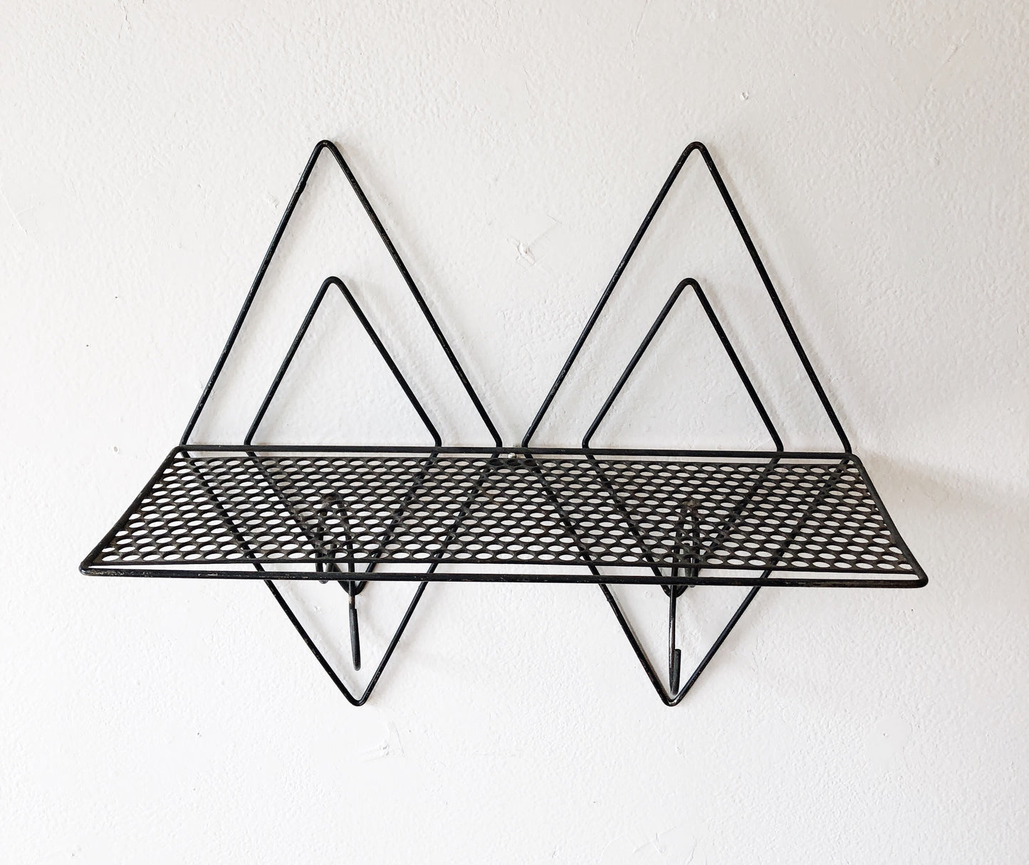 Mid Century Wire Shelf with Hooks