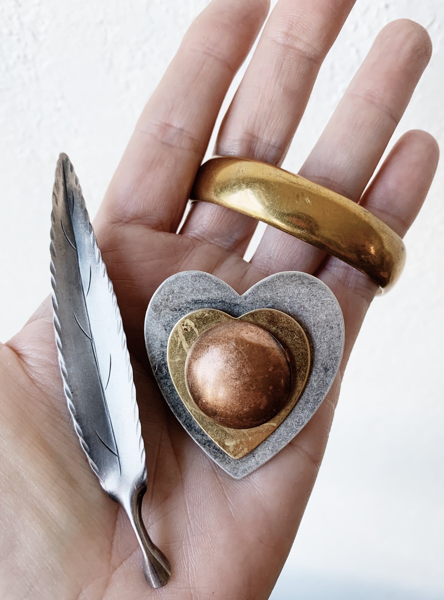 Vintage Mixed Metal Heart Pin