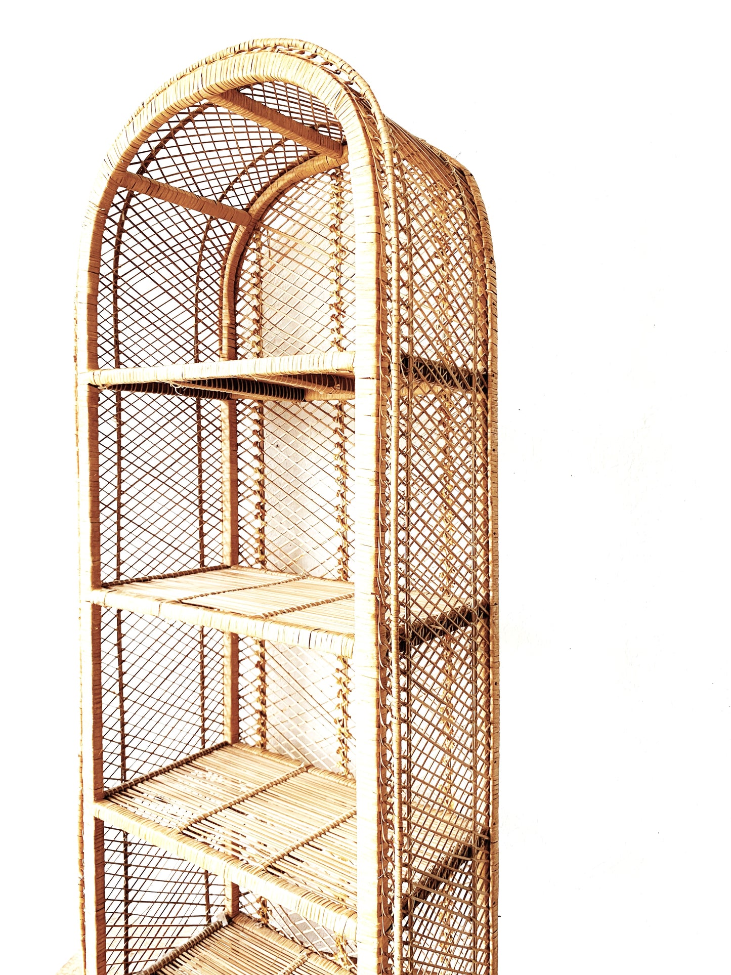 Vintage Arched Wicker Shelf