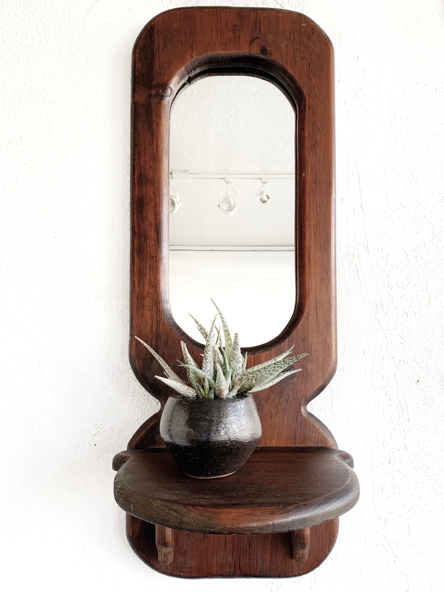 Large Vintage Mirrored Wood Shelf