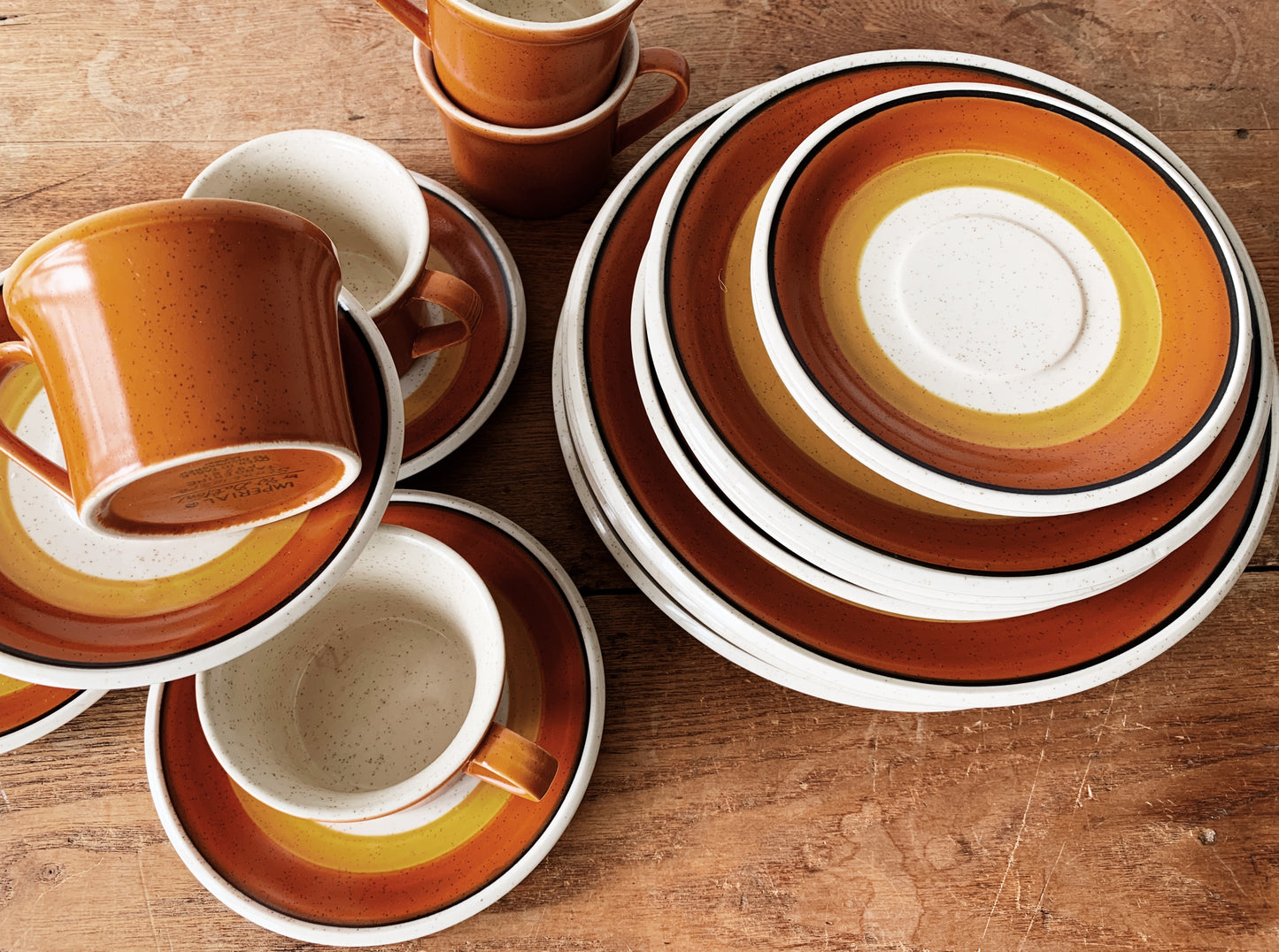 1970’s 20pc Set Imperial by Dalton Stoneware ‘Tangerine’
