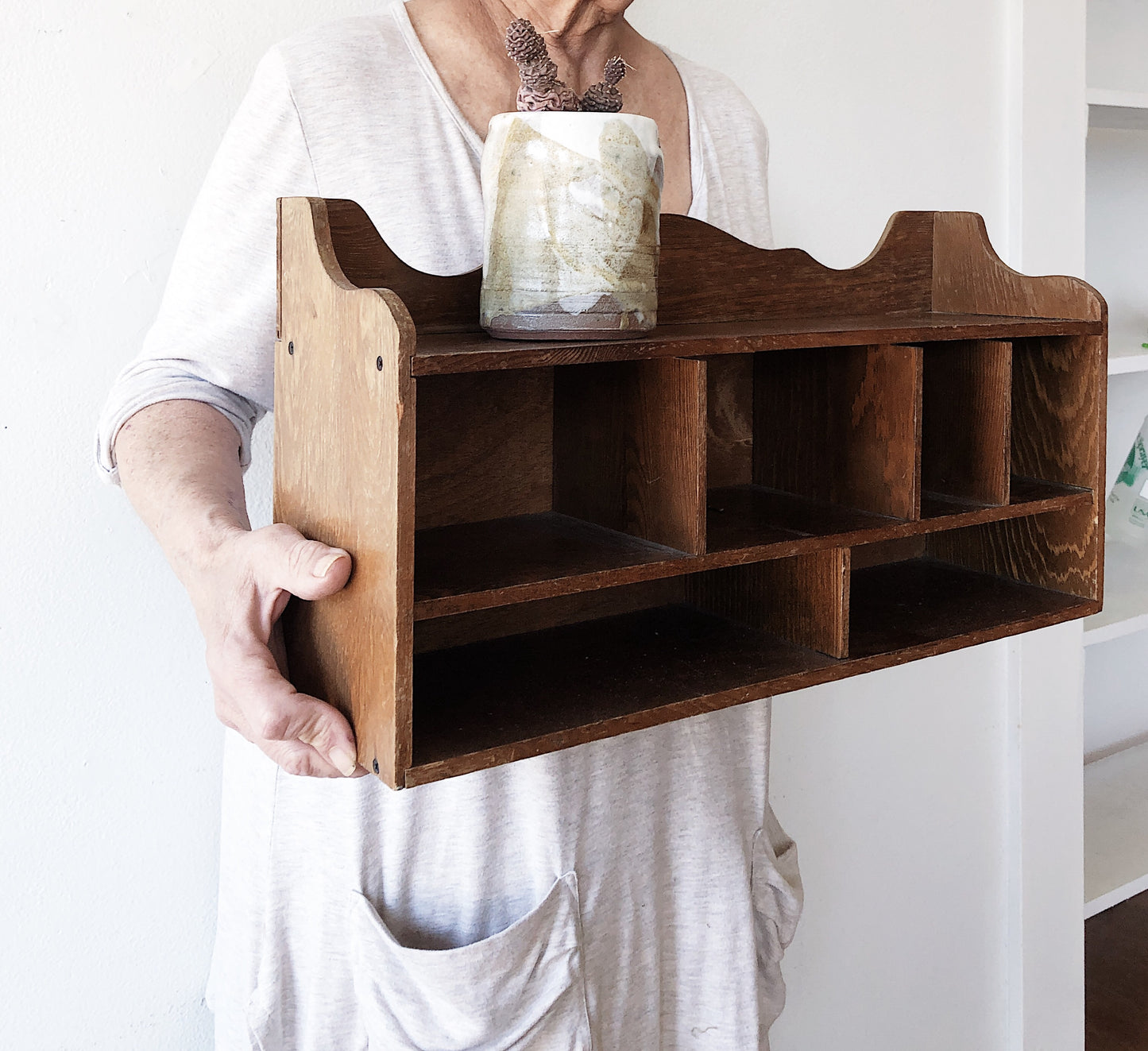 Vintage Wood Desk Cubby