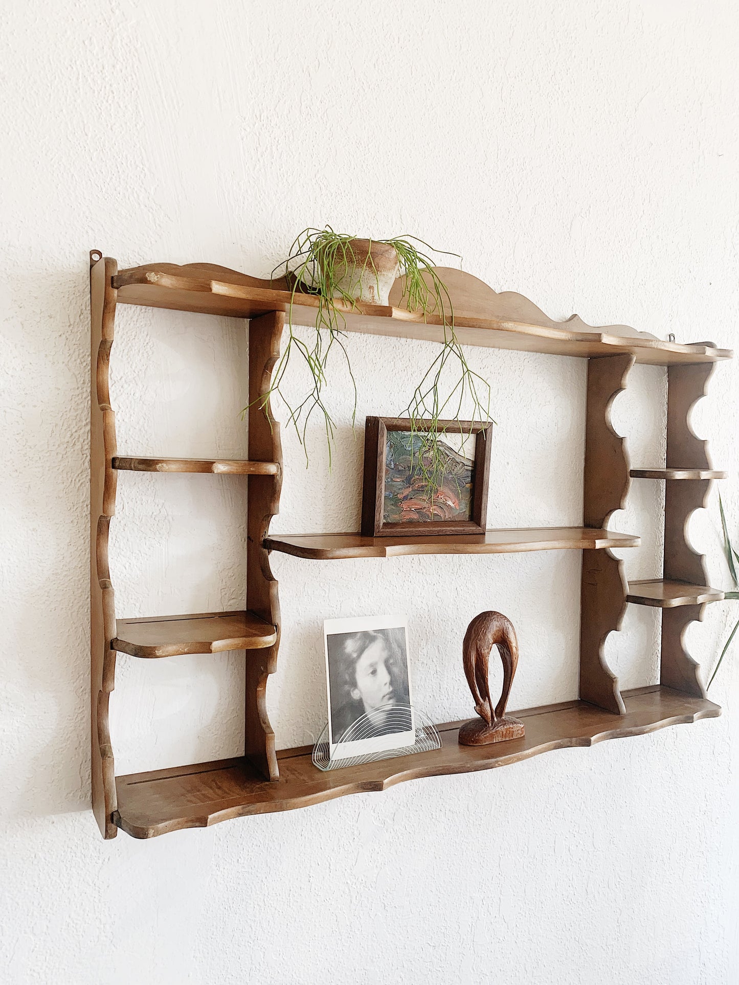 Large Vintage Wood Display Shelf