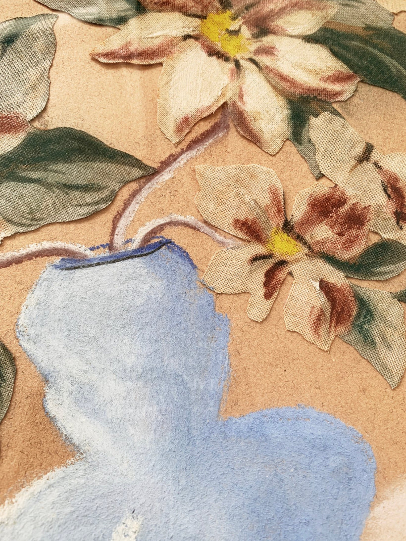 Vintage Mixed Media Floral Painting