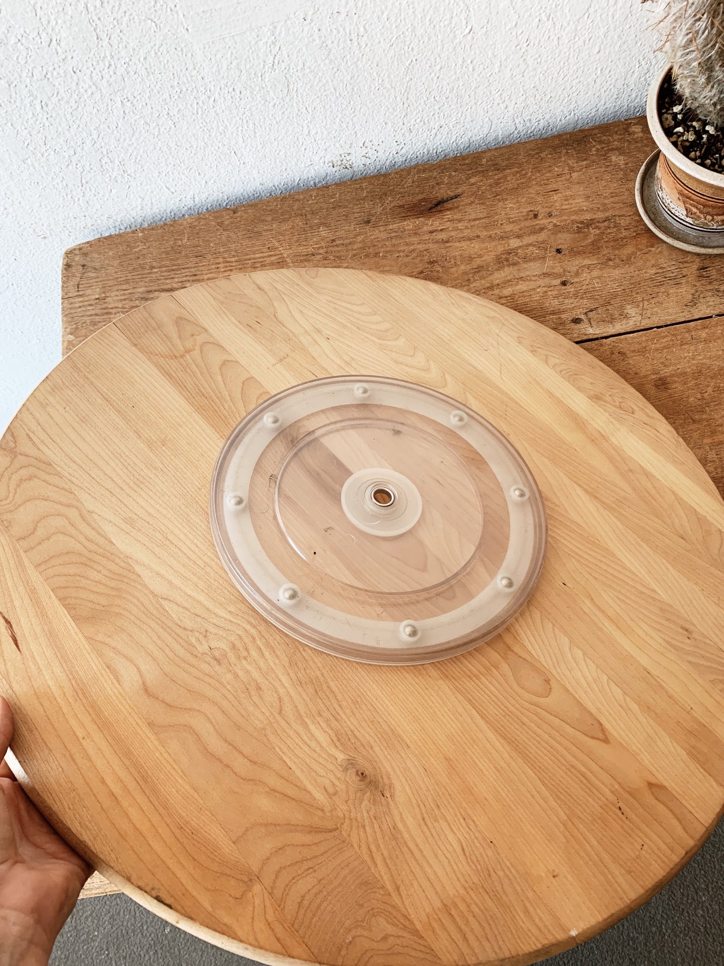Large Vintage Natural Wood Lazy Susan