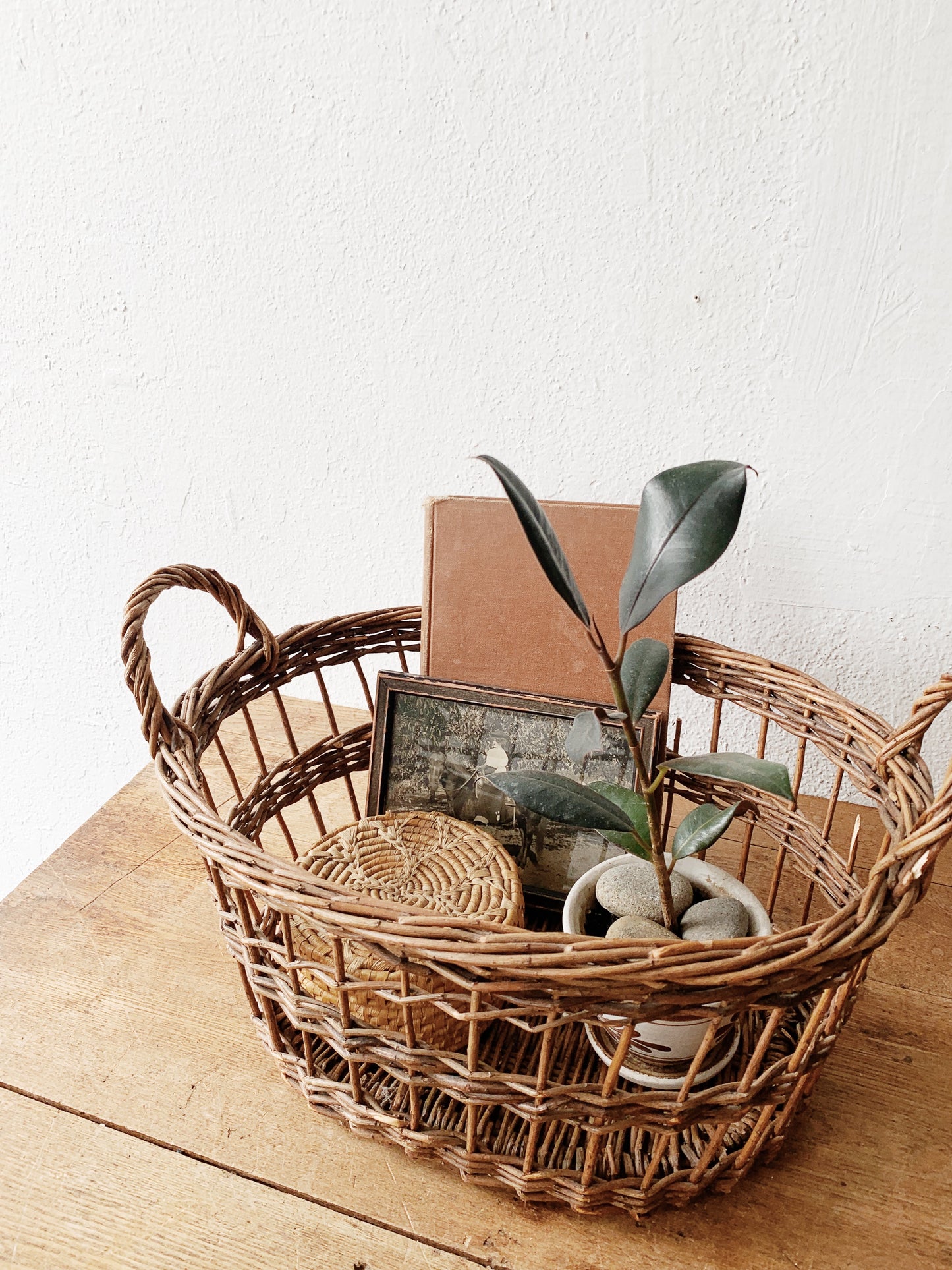 Antique Twig Handled Basket