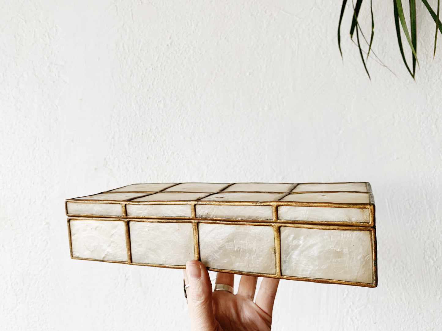 Capiz Shell and brass Windowpane Box