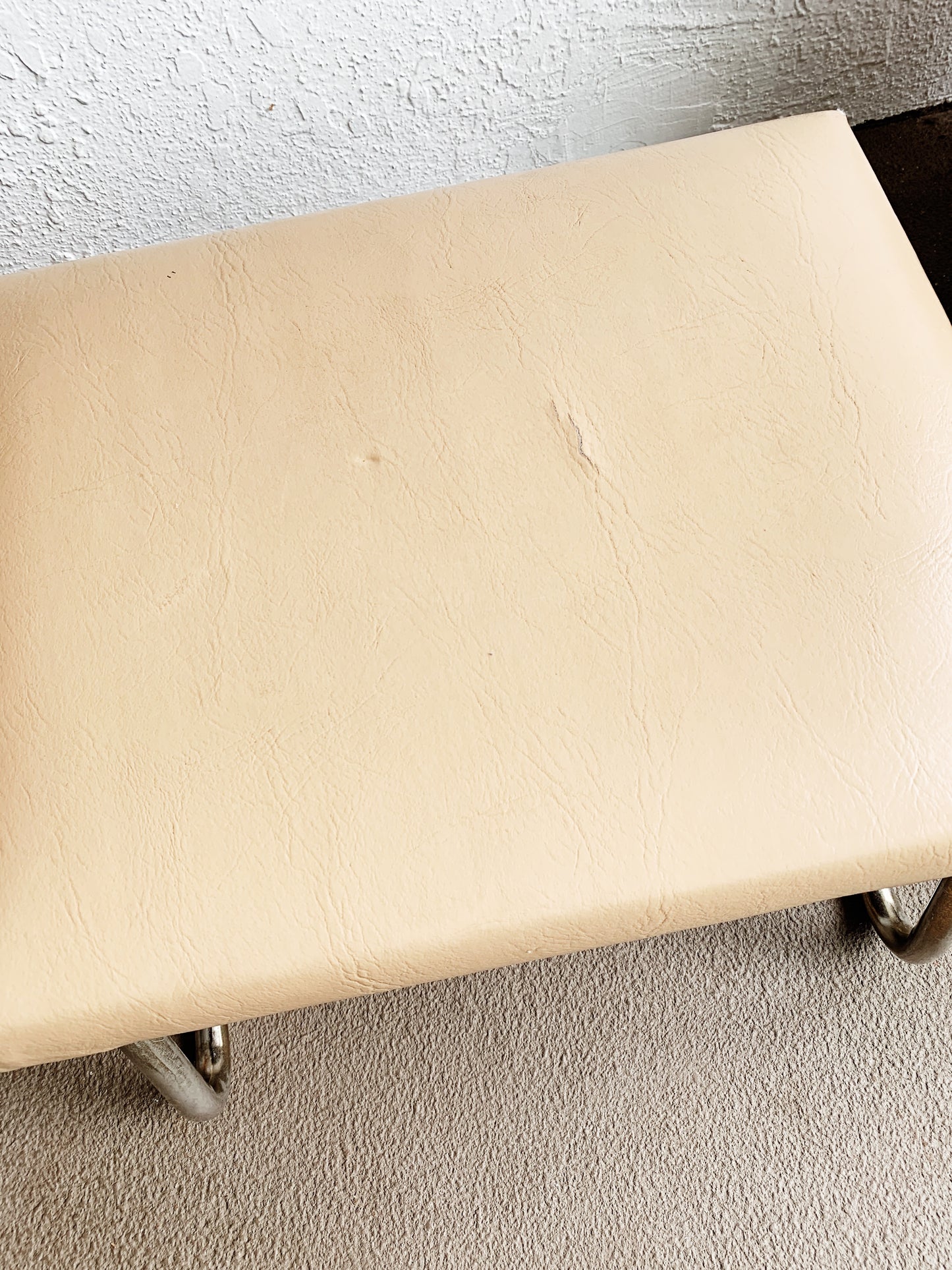 Mid Century Taupe Vinyl Stool