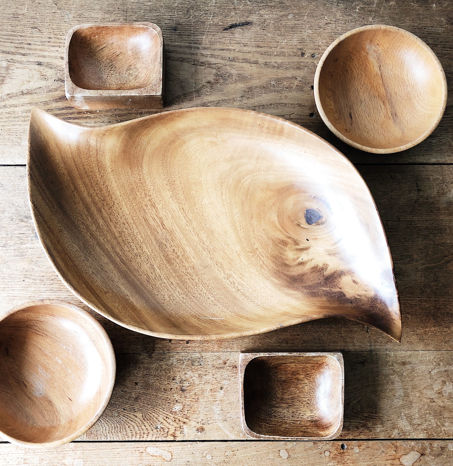 Vintage Wood Yin Yang Bowl