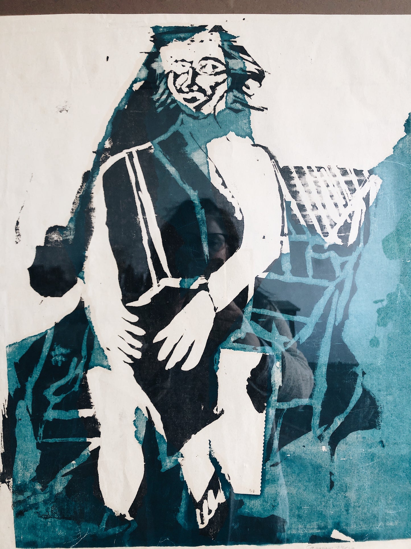 Vintage Figural Mid Century Screen Print