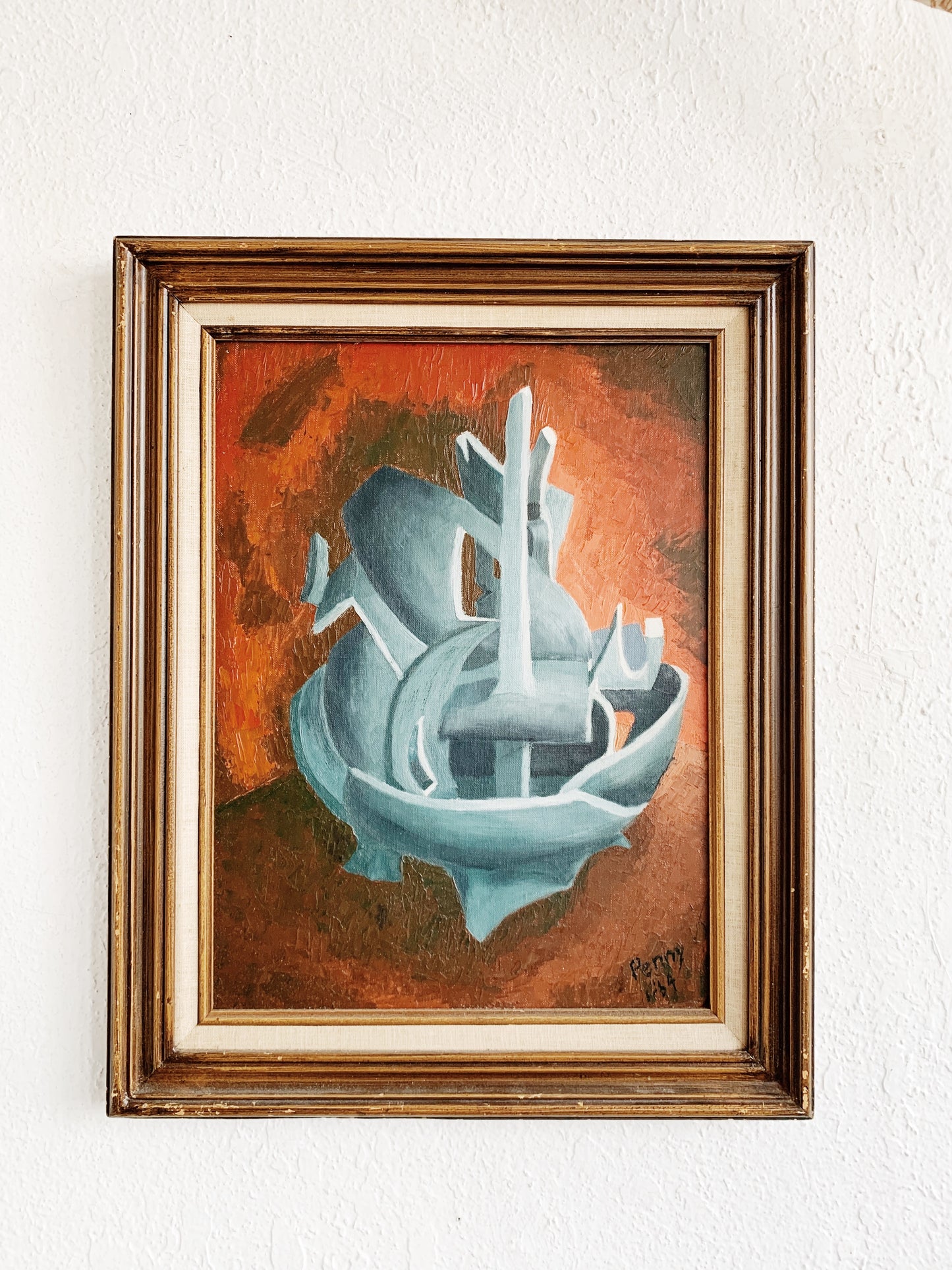 Mid Century Framed Oil Painting