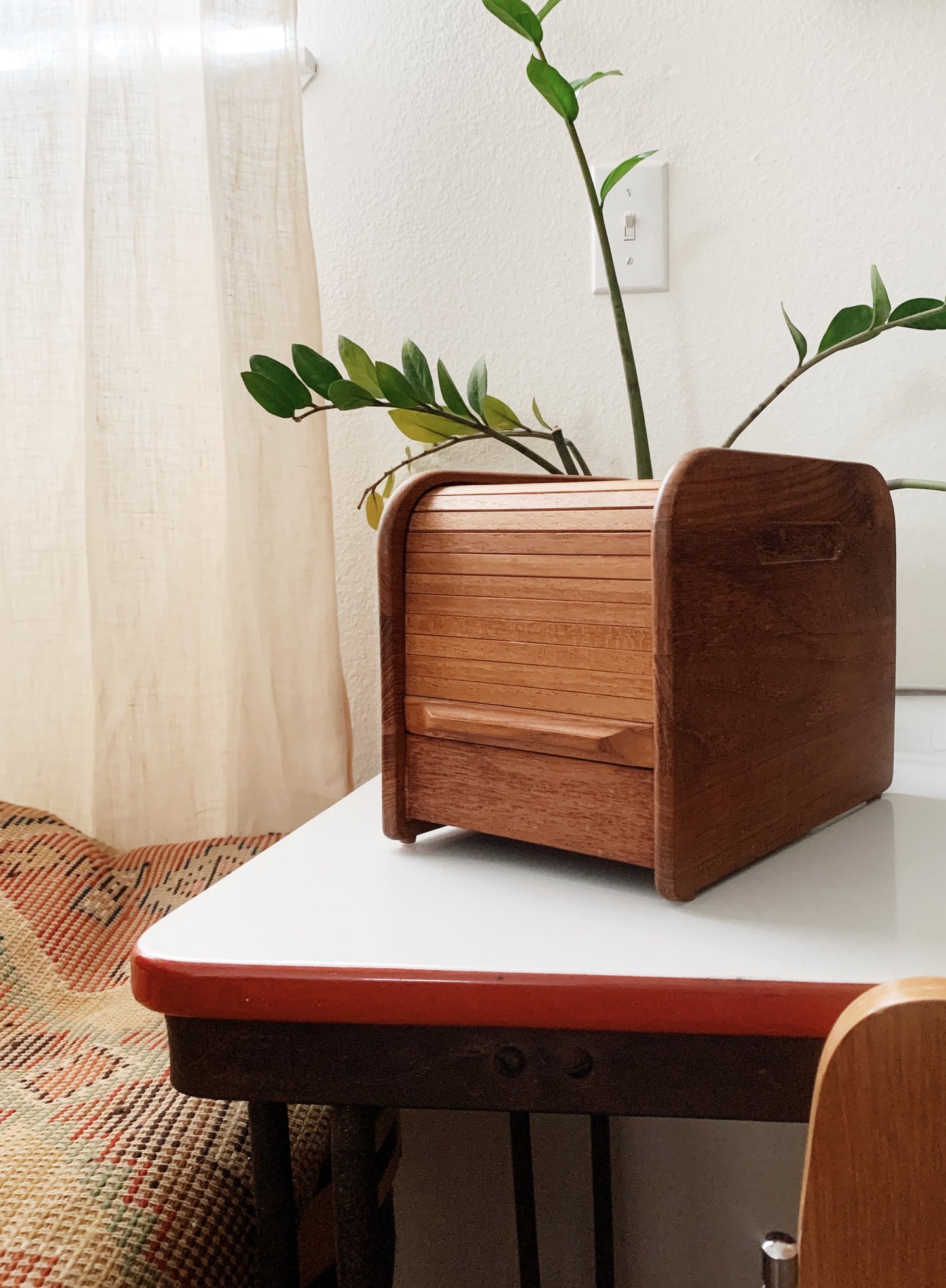 Vintage Teak Tambour Box