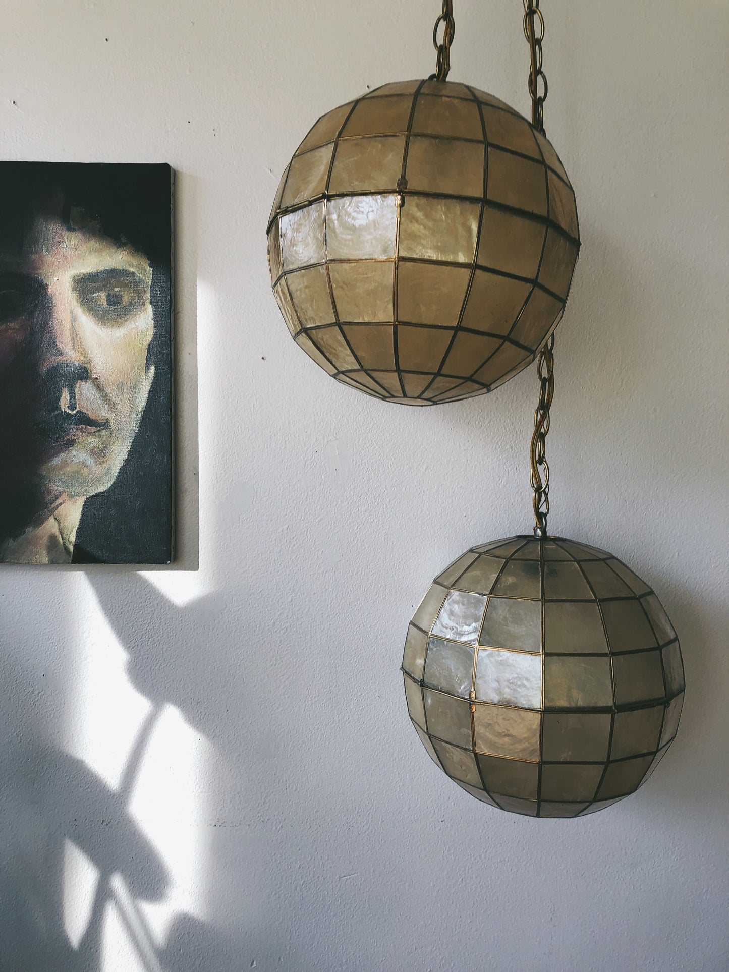 Vintage Capiz Globe Pendant Lamps