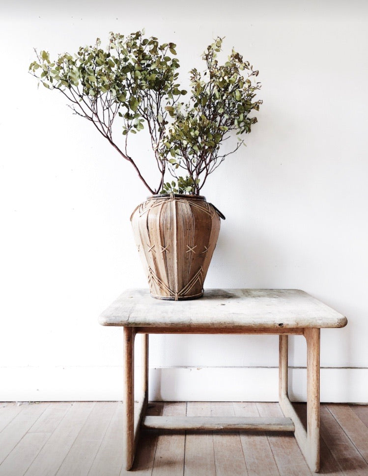Large Vintage Palm Leaf Basket
