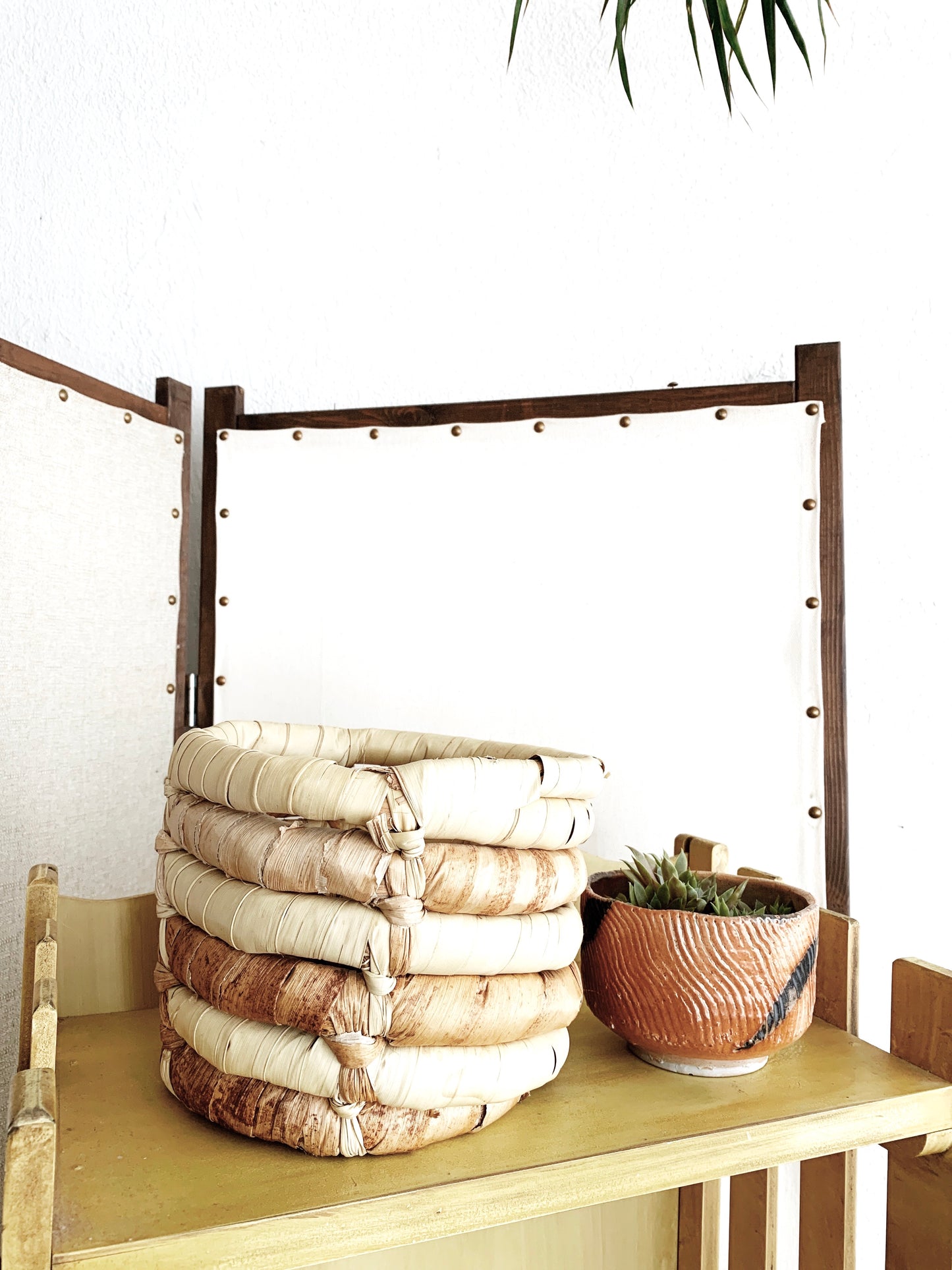Vintage Coiled Banana Leaf Basket