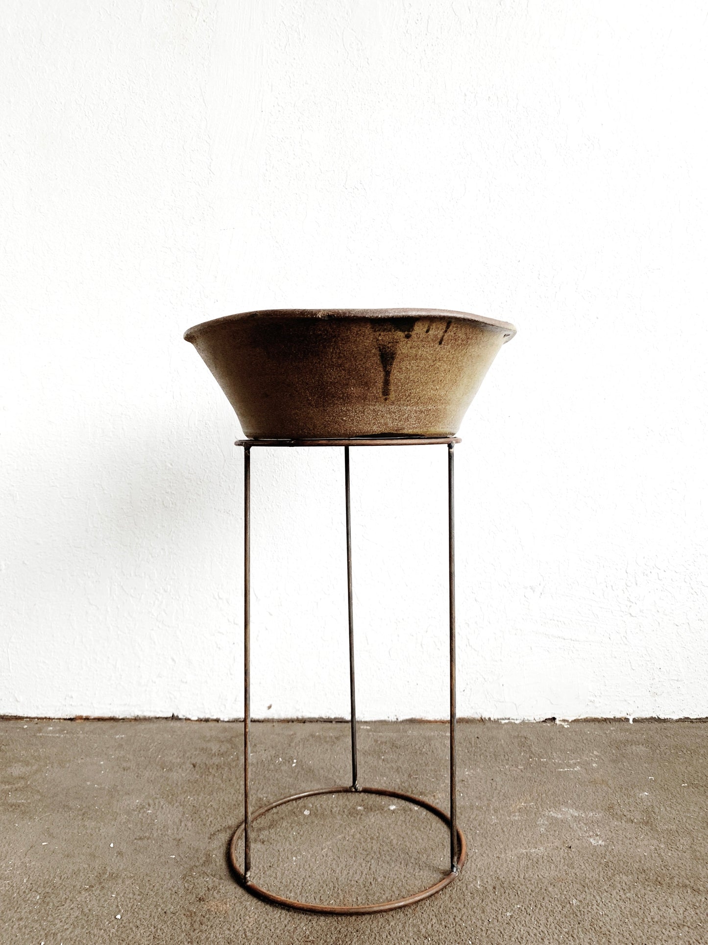 Iron Stand with Stoneware Planter or Birdbath