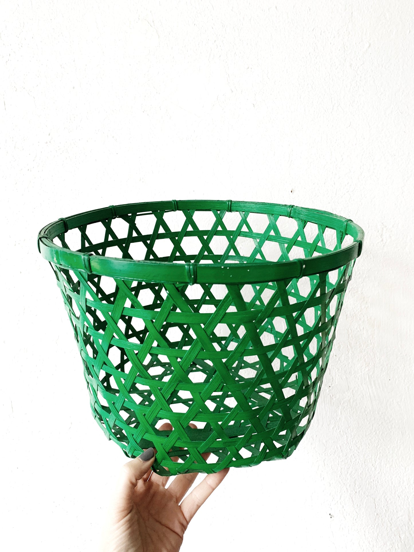 Vintage Open Weave Bamboo Basket