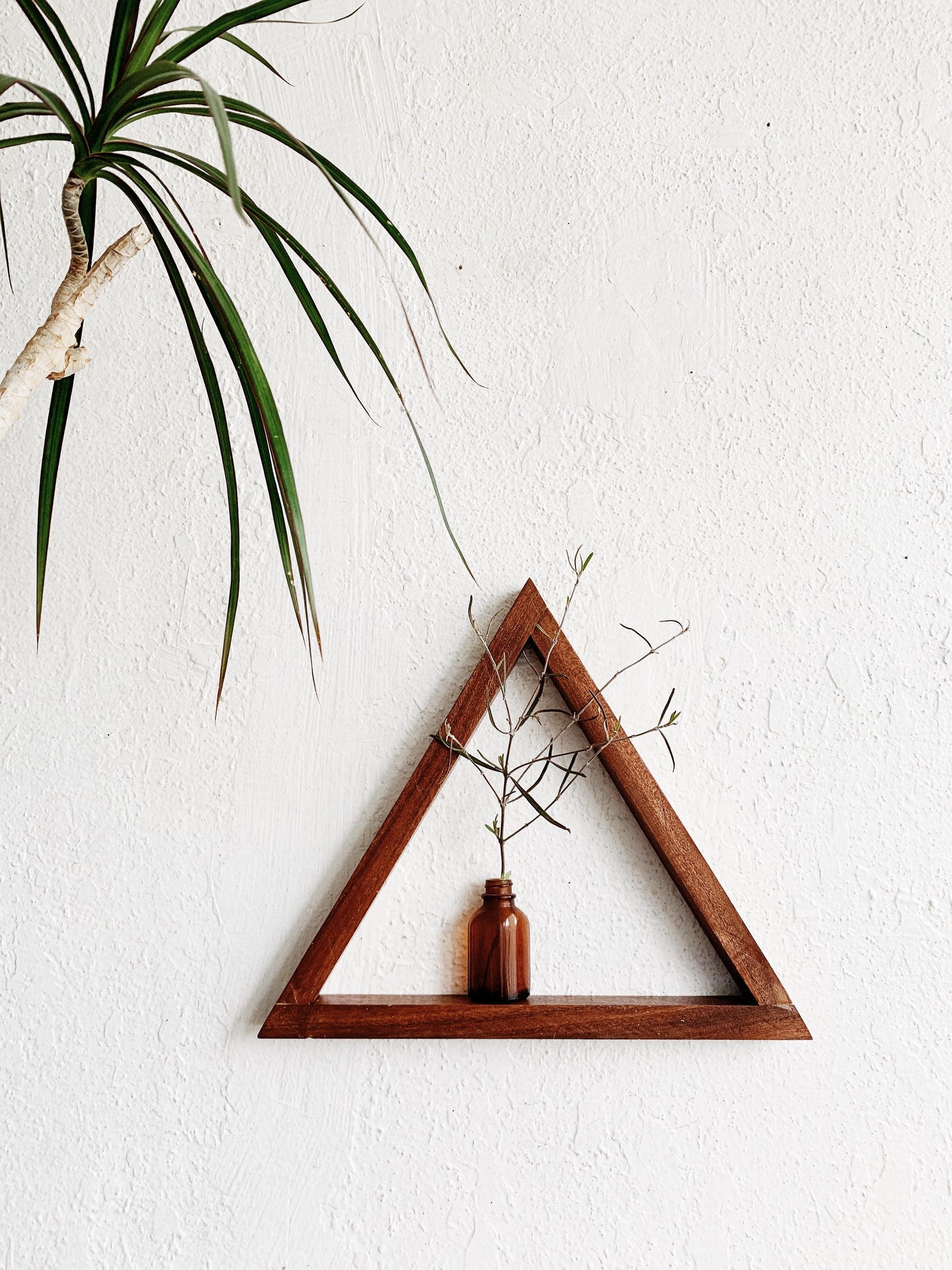 handmade wood triangle shelf